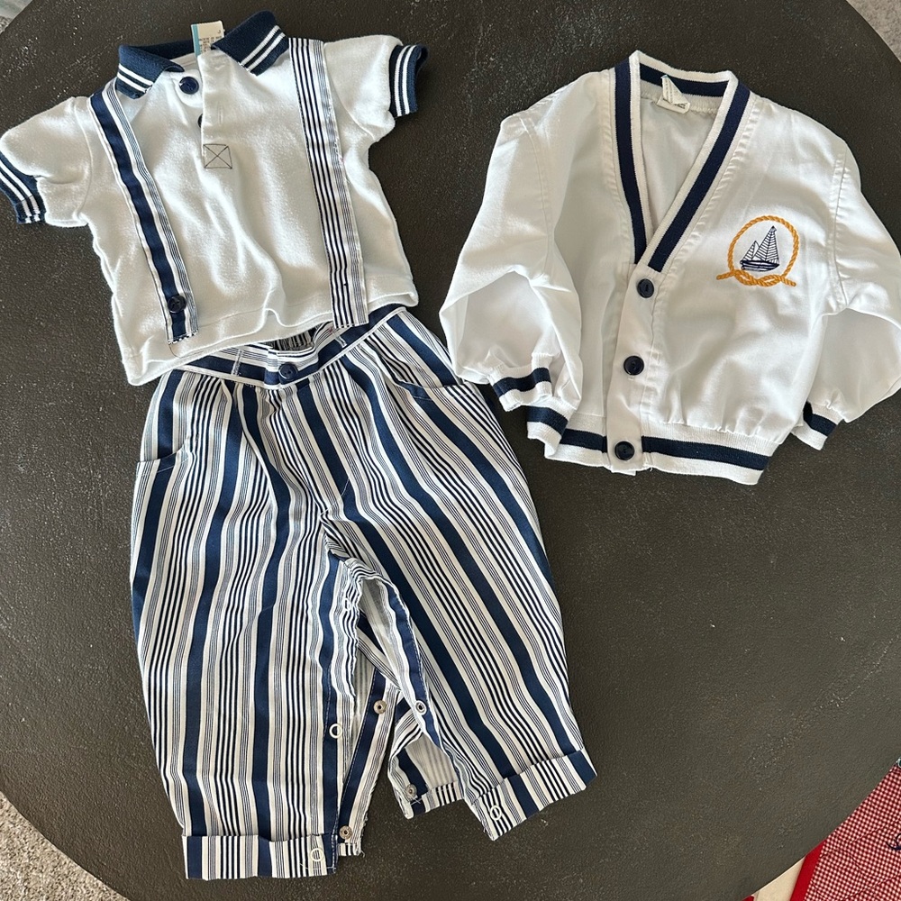 White and Navy Baby Outfit Set